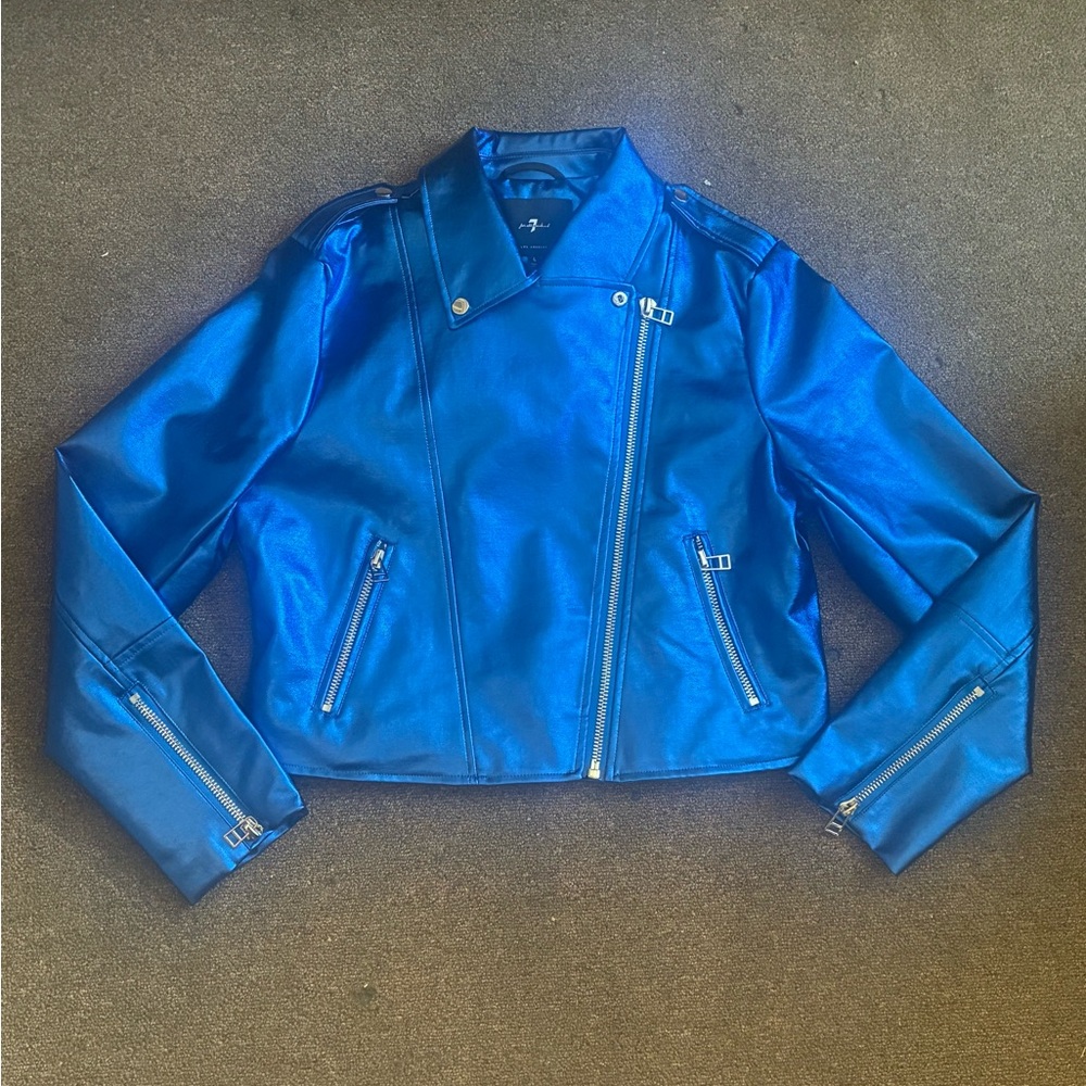 7 for all man kind Vibrant Blue Bomber Jacket